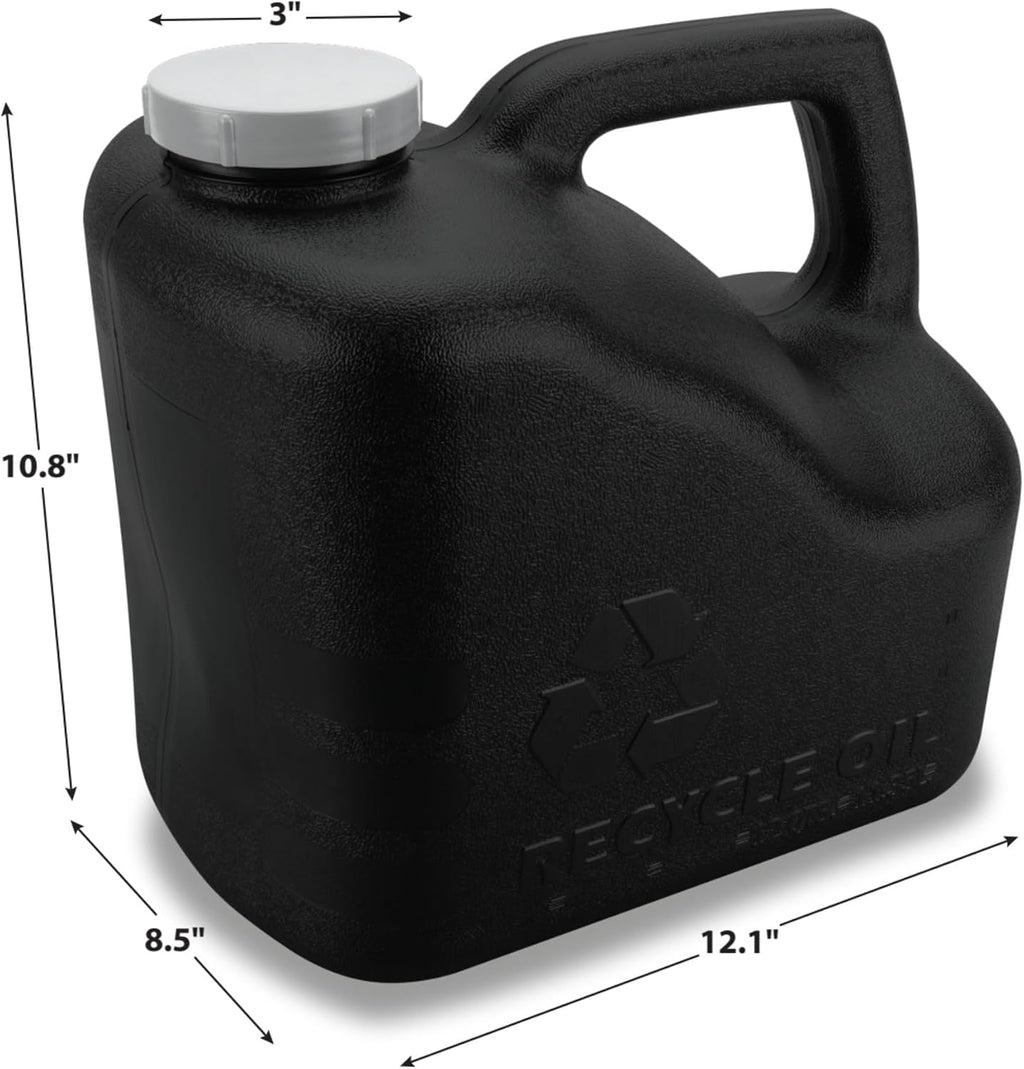 Performance Tool W4067 12-Quart Used Oil Transport Jug, Black | Automotive waste oil container for easy recycling. Chemical resistant with integrated handle and wide mouth